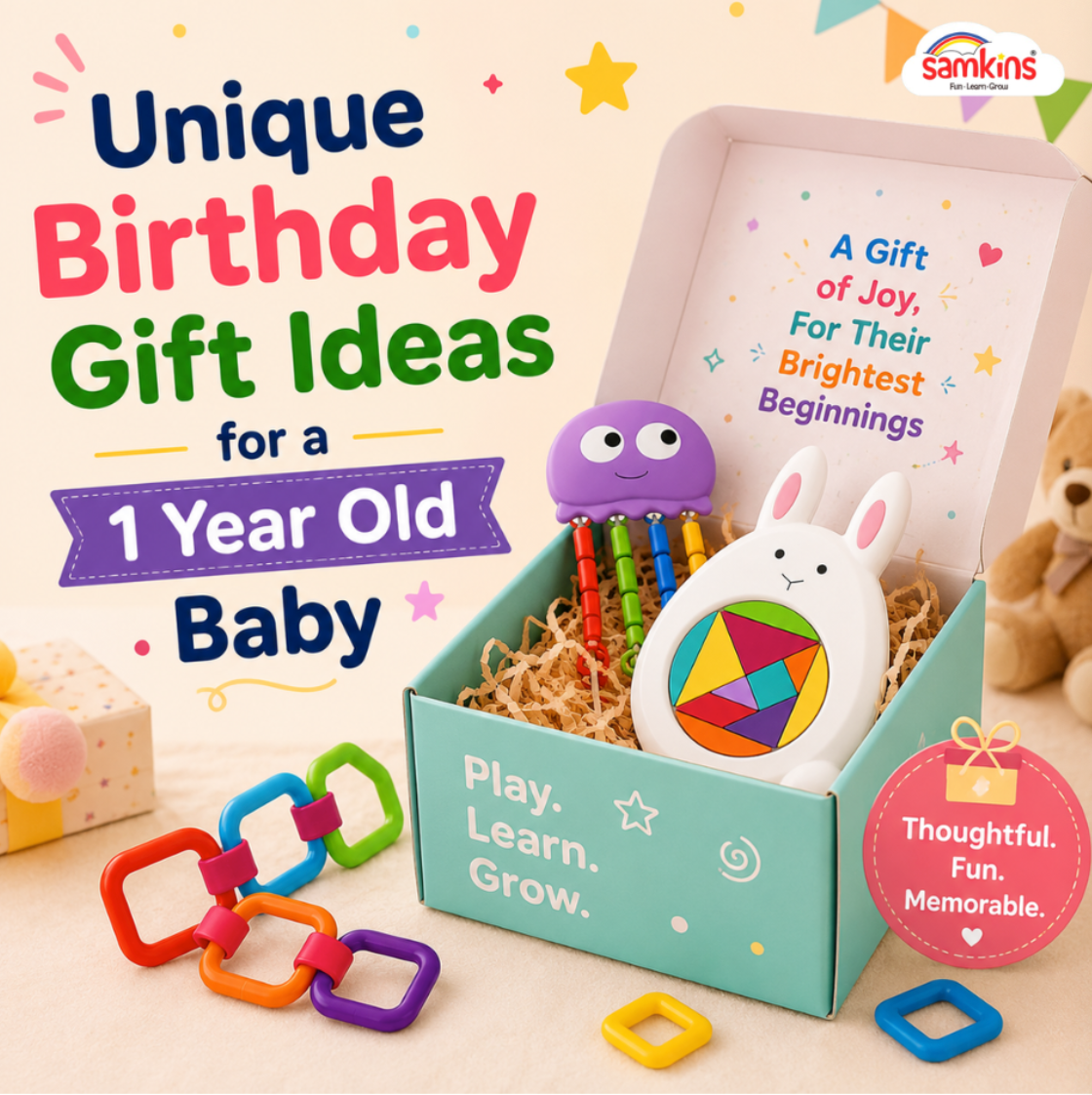 
  Best 1 Year Old Birthday Gifts for Babies | Samkins Toys
